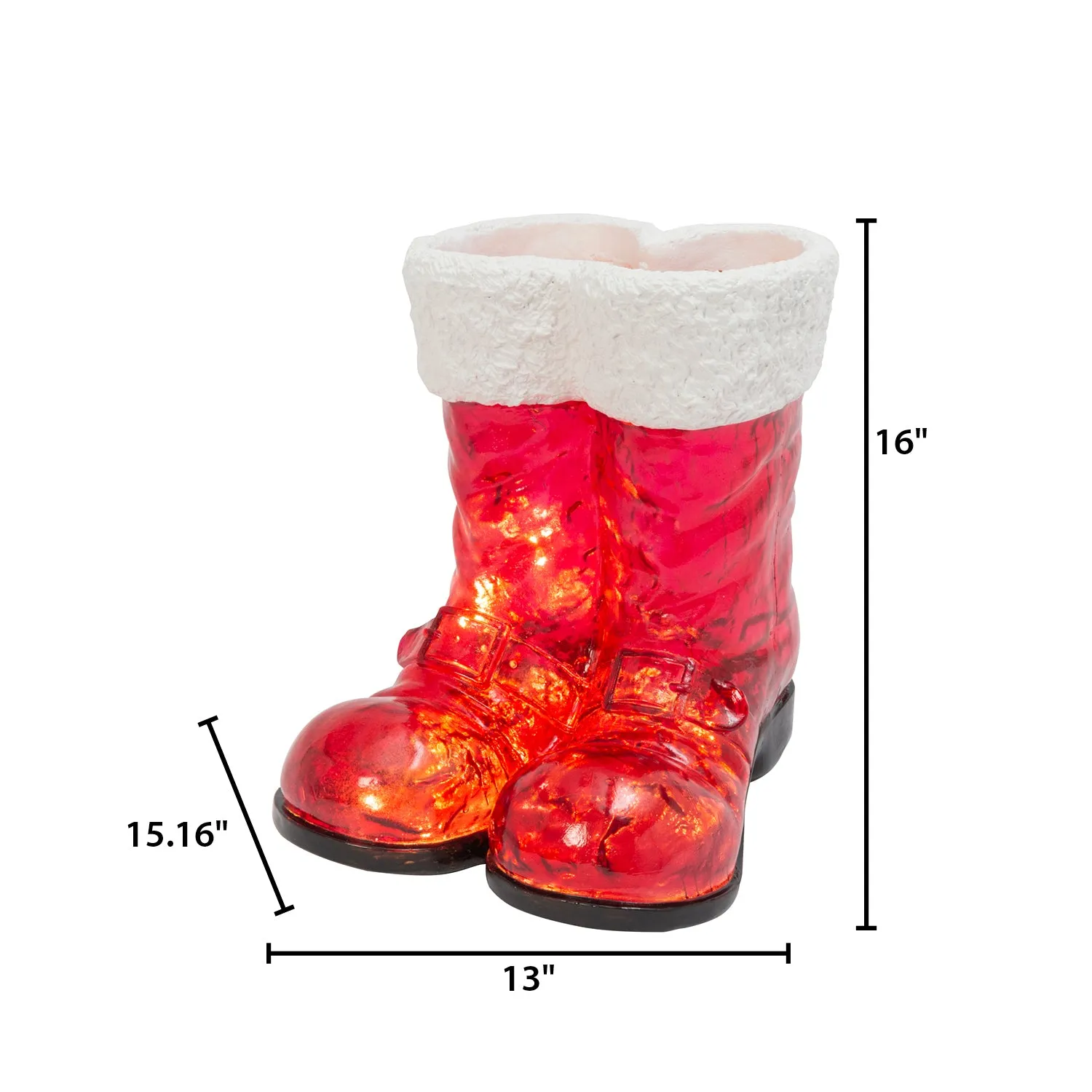 16.3-in H Battery- Operated Lighted Resin Holiday Santa Boots with 10 LED Lights