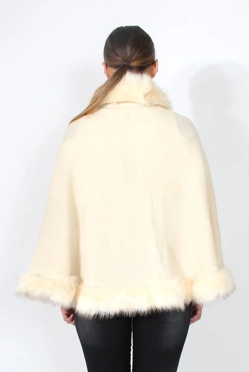 Alena Cream Faux Fur Over The Shoulder Jacket