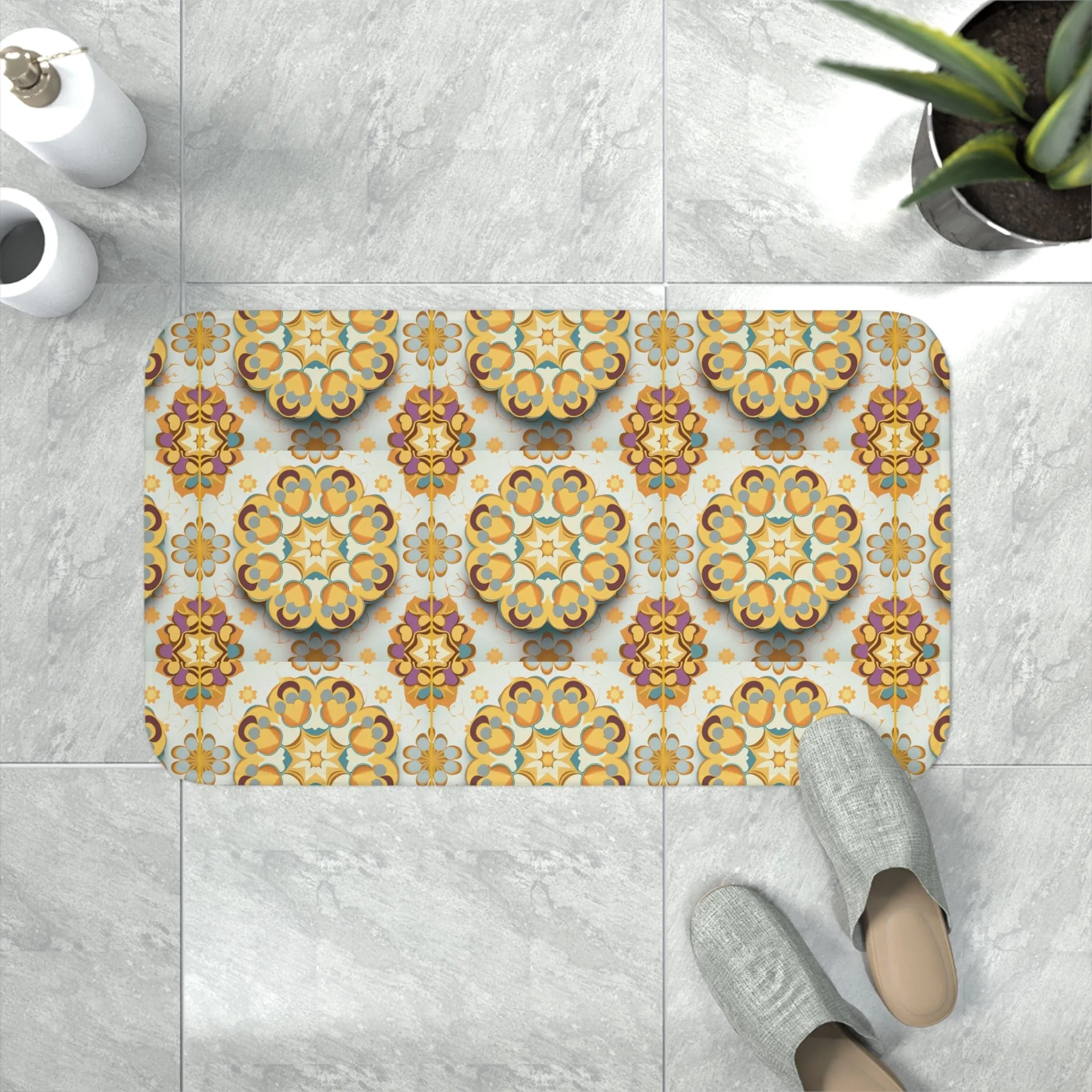 Amarillo Medallion 3D  - Memory Foam Bath Mat