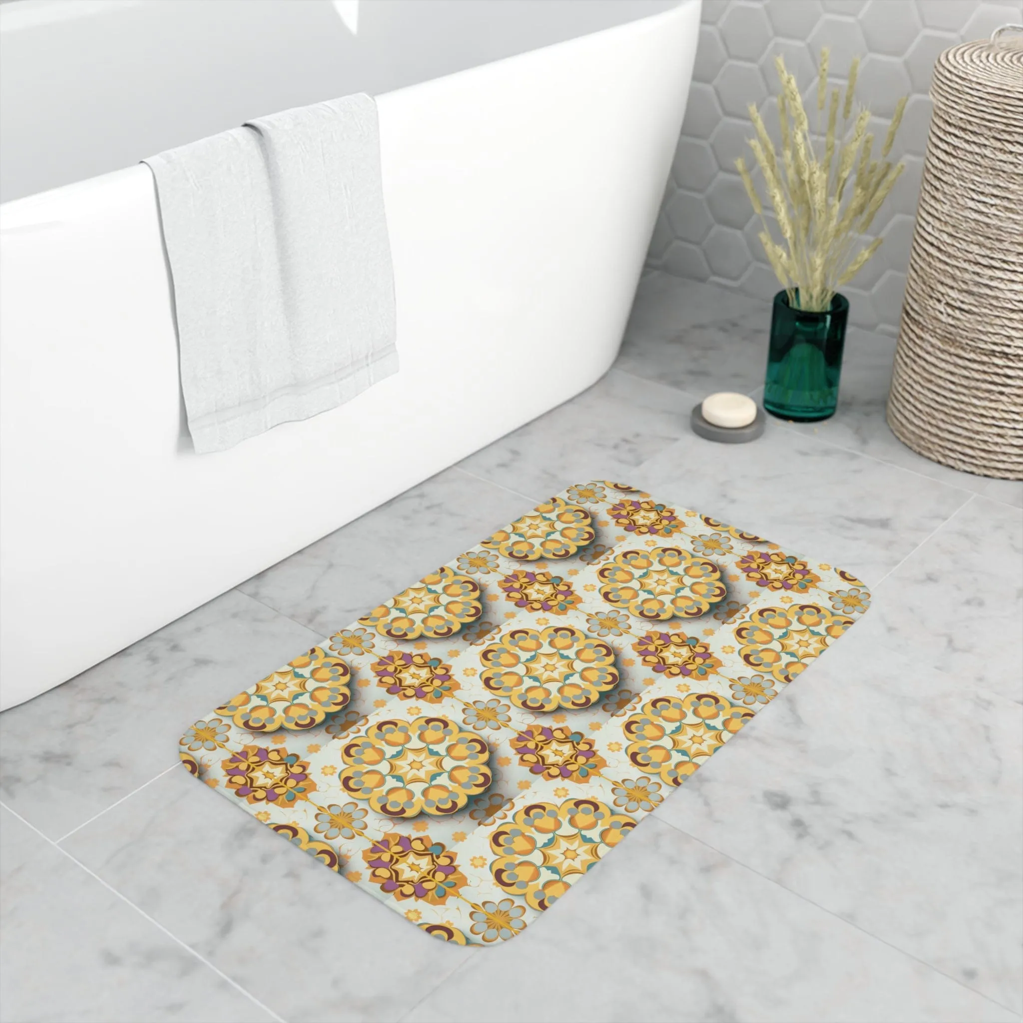 Amarillo Medallion 3D  - Memory Foam Bath Mat