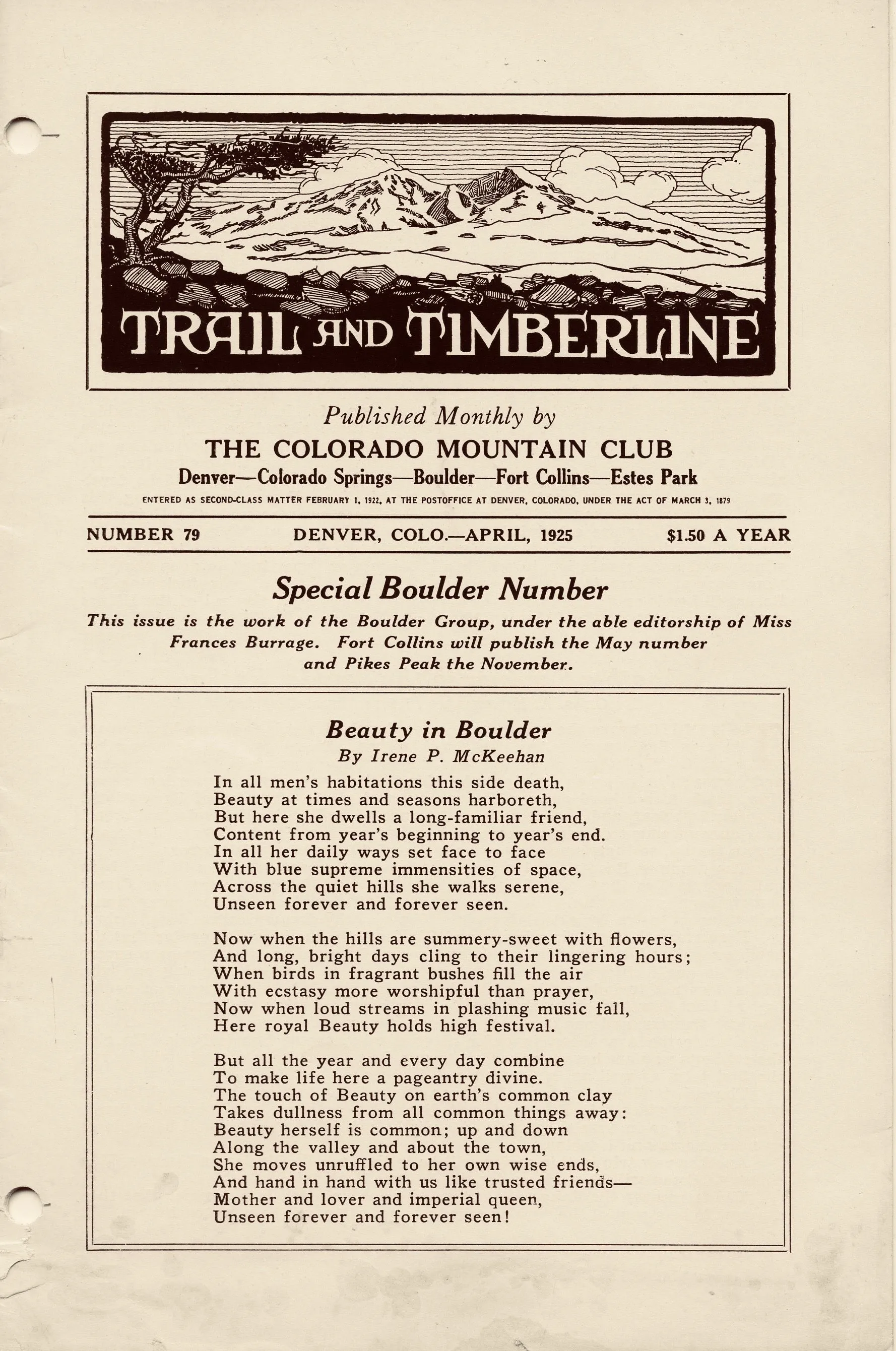 April 1925 - Trail & Timberline - Special Boulder Number