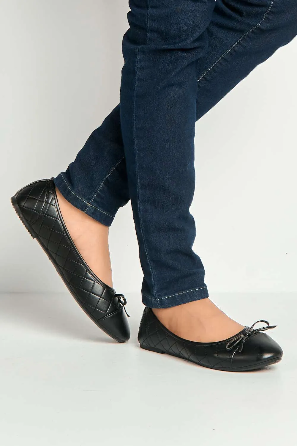 Arrica Bow Detail Flat Pumps in Black Matt