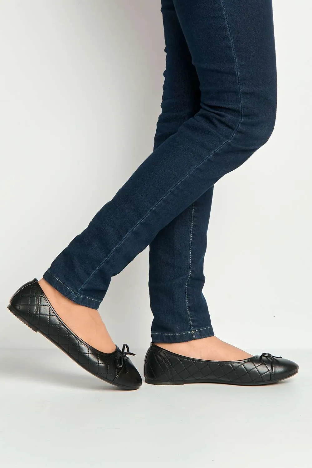 Arrica Bow Detail Flat Pumps in Black Matt