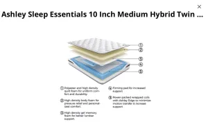 Ashley sleep essentials 10” medium hybrid mattress