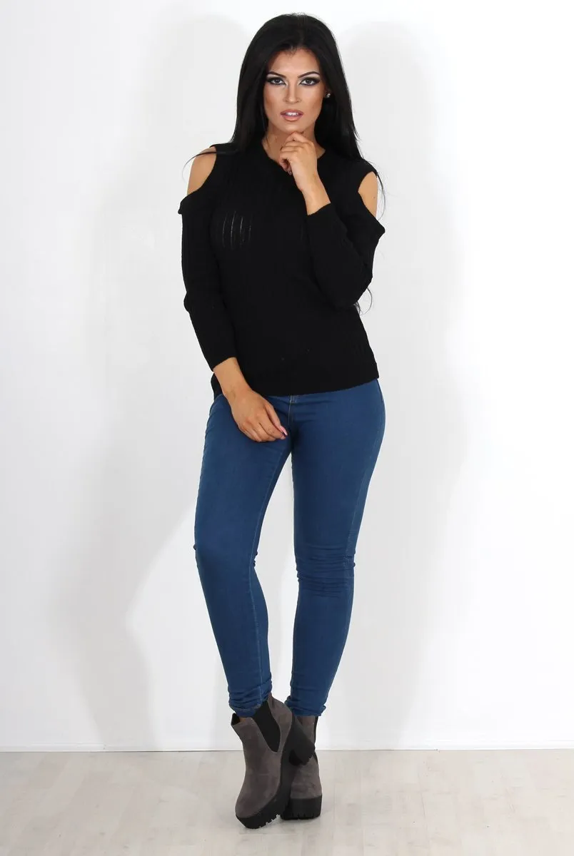 Auden Black Cold Shoulder Top