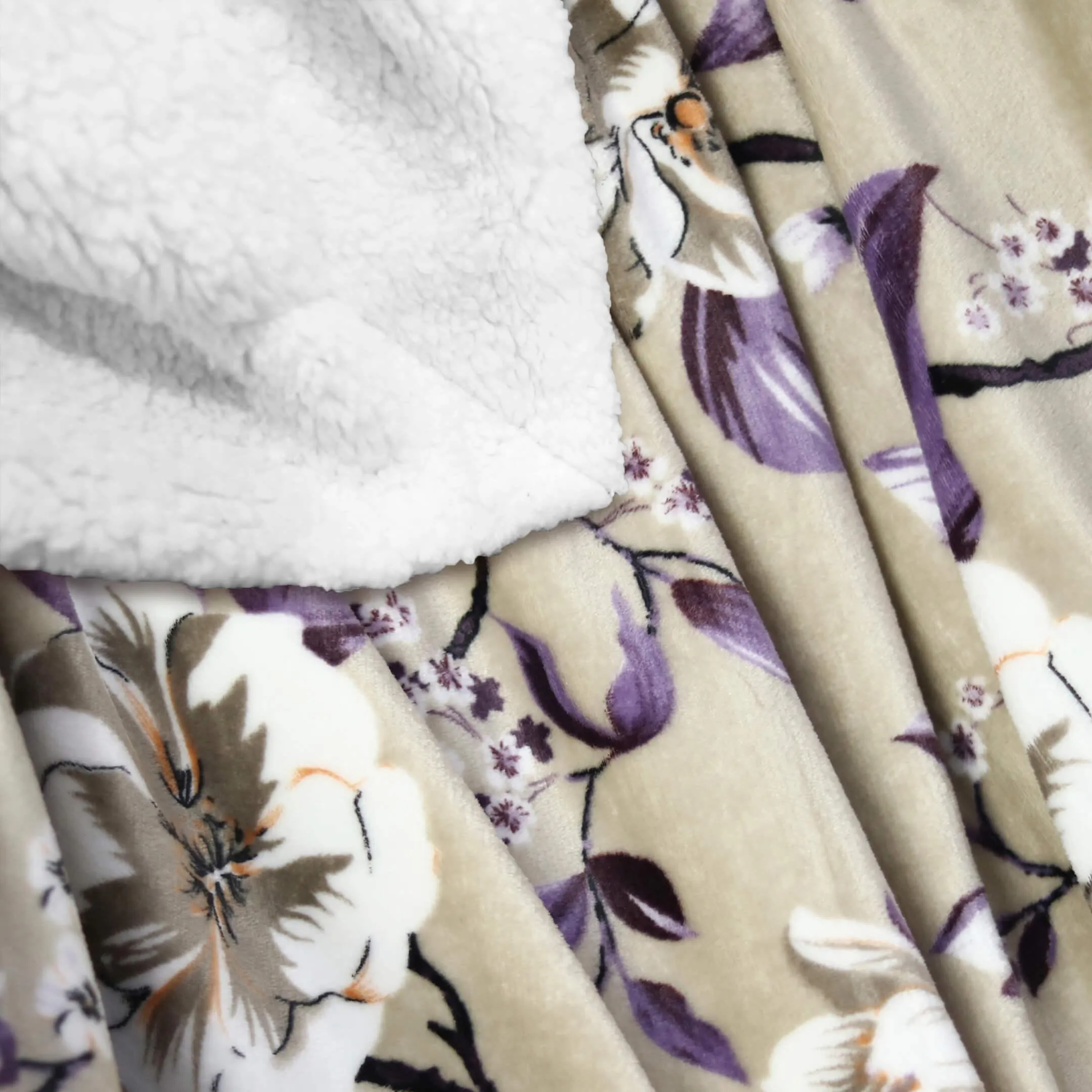 Beige Lily Sherpa Blanket