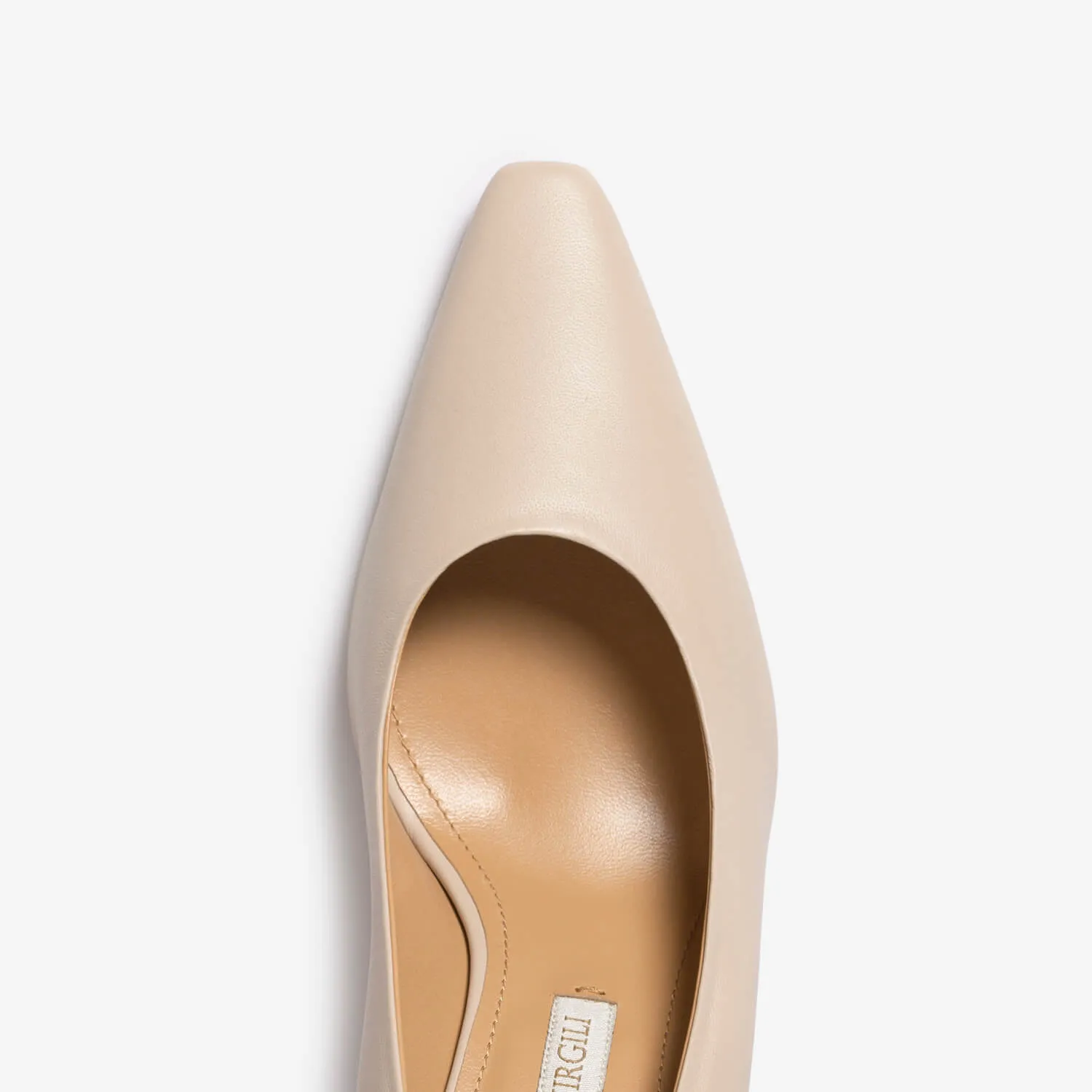 Beige women's tassel leather décolleté