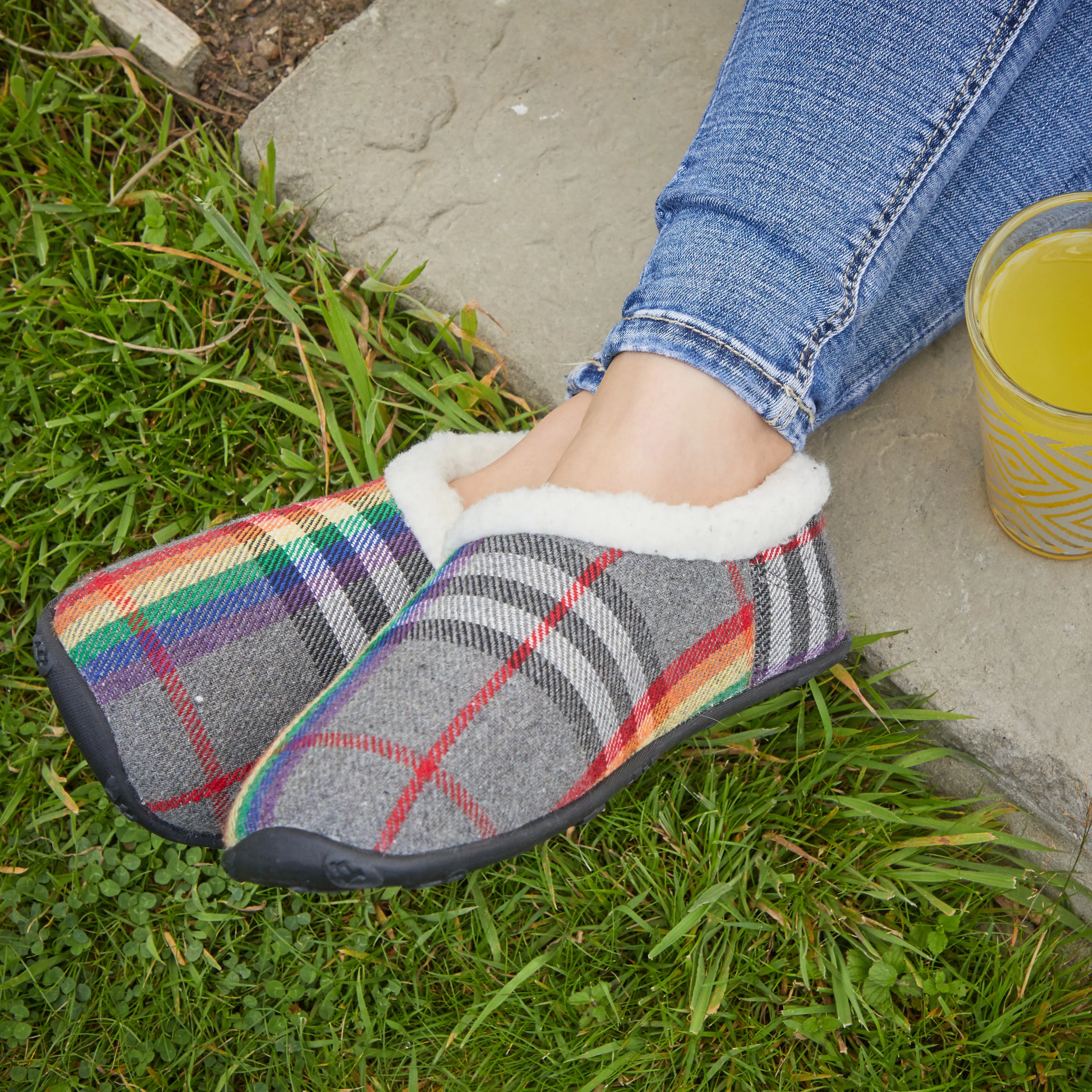 Bella - Rainbow Check Women's Slippers