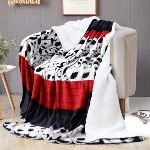 Black Red Leaves Sherpa Blanket