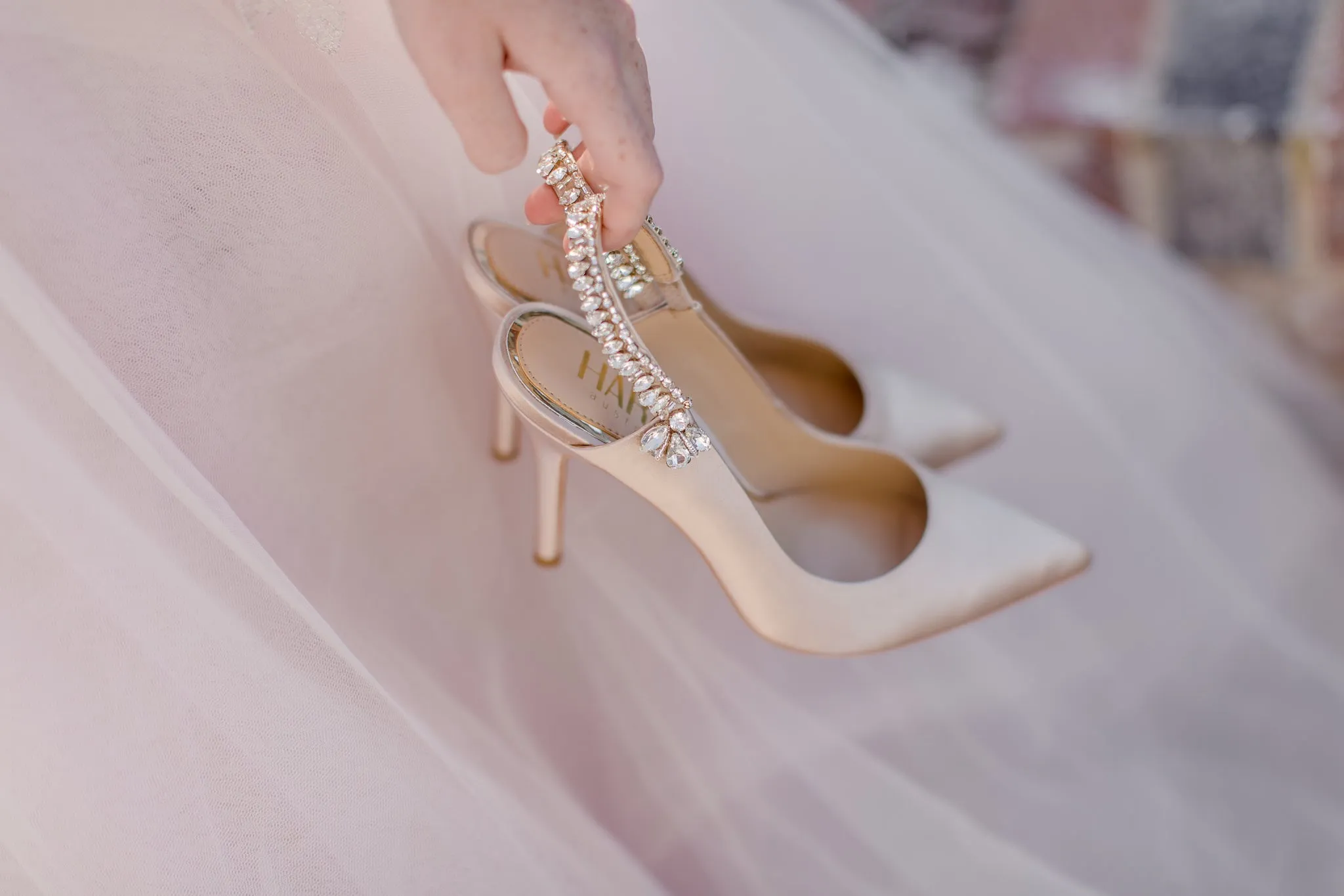 Bonnie - Elegant Evening Pump with Nude Crystal Embellishment and Slingback Design