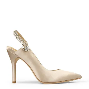 Bonnie - Elegant Evening Pump with Nude Crystal Embellishment and Slingback Design