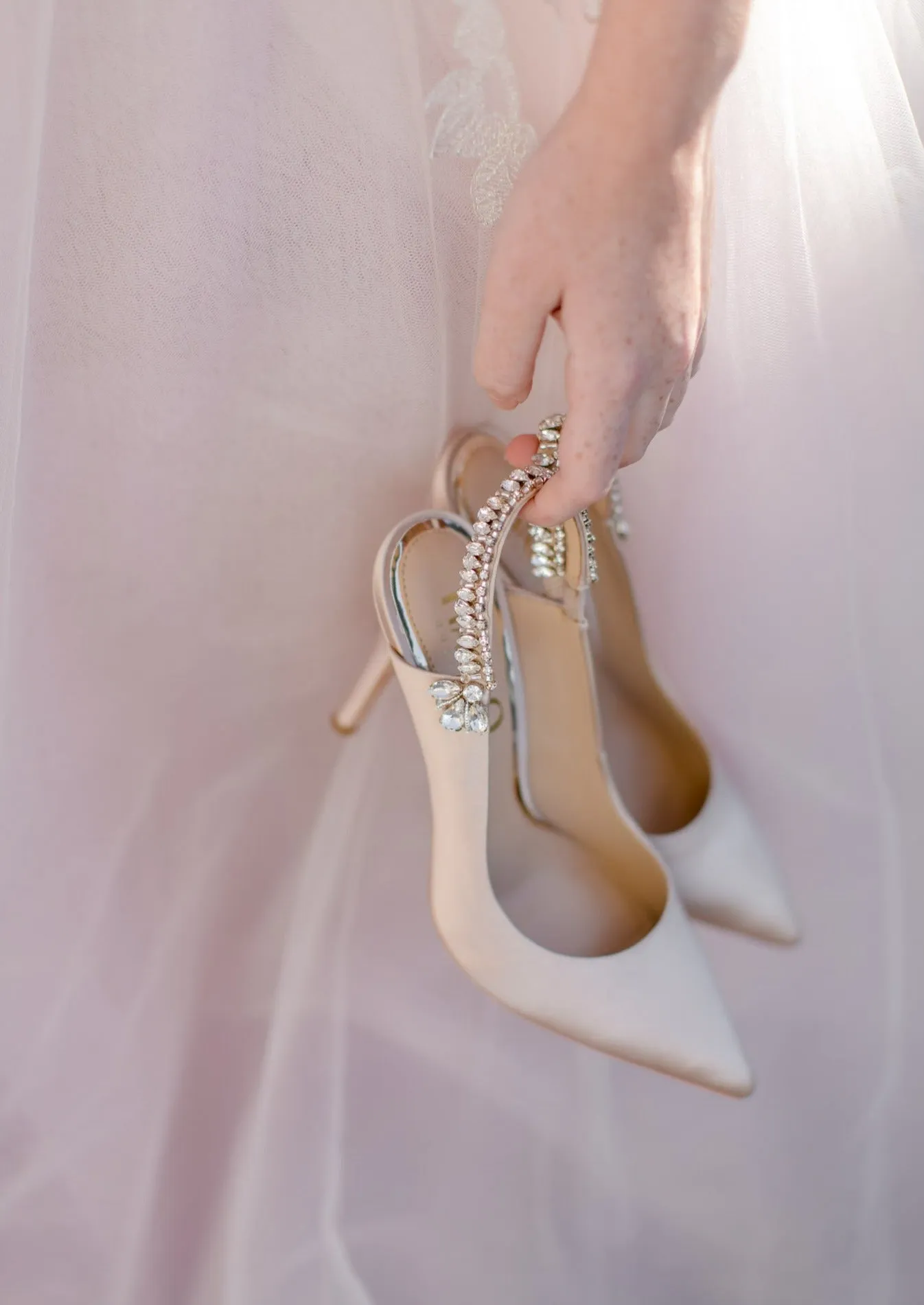 Bonnie - Elegant Evening Pump with Nude Crystal Embellishment and Slingback Design