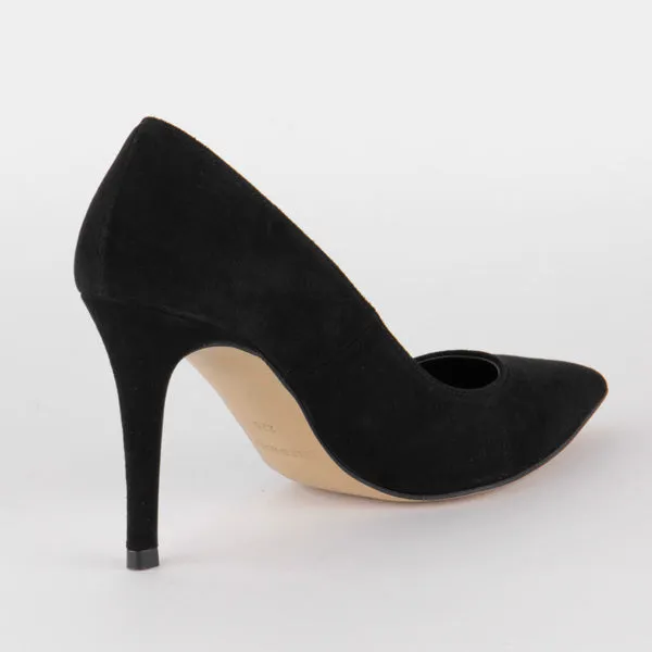 Chic Bramare Black Suede High Heels, Size UK 2, 9cm Heel Height