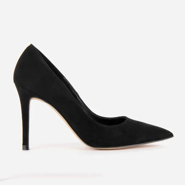 Chic Bramare Black Suede High Heels, Size UK 2, 9cm Heel Height