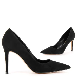 Chic Bramare Black Suede High Heels, Size UK 2, 9cm Heel Height