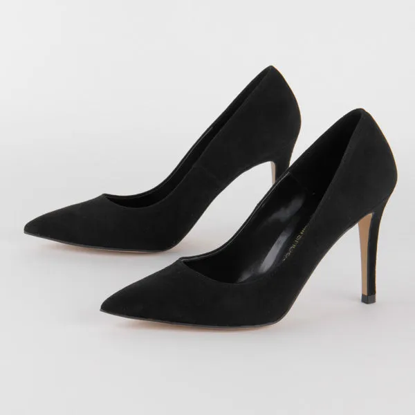 Chic Bramare Black Suede High Heels, Size UK 2, 9cm Heel Height