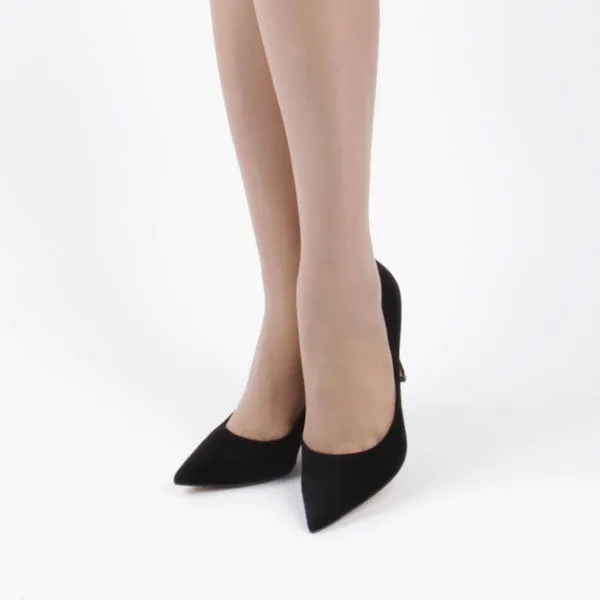 Chic Bramare Black Suede High Heels, Size UK 2, 9cm Heel Height