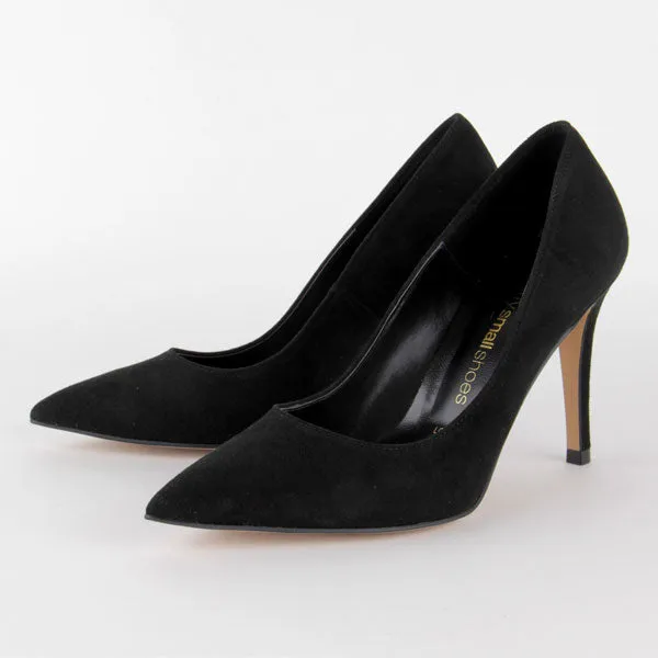 Chic Bramare Black Suede High Heels, Size UK 2, 9cm Heel Height