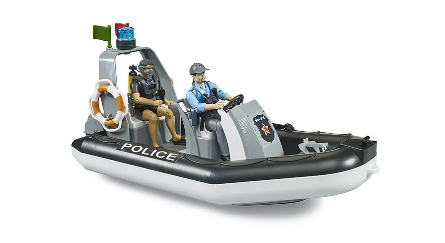 Bruder 62733 bworld Police boat, rotating beacon light, 2 figures   accessories