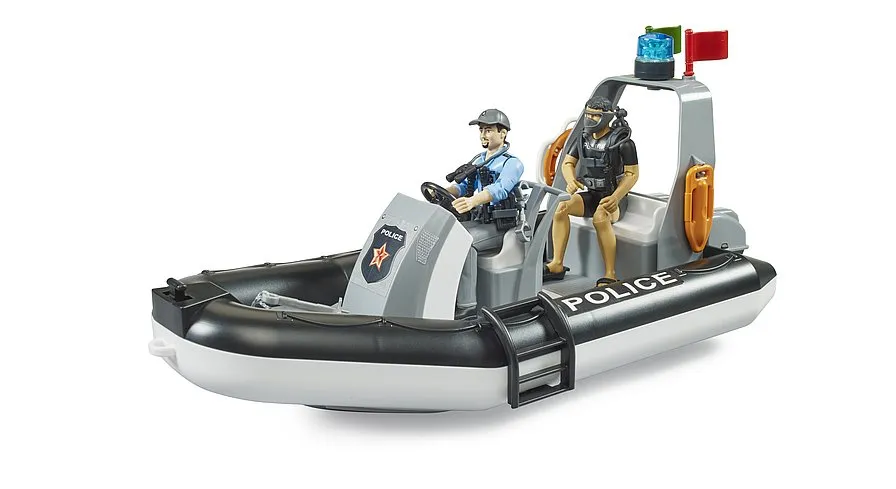 Bruder 62733 bworld Police boat, rotating beacon light, 2 figures   accessories