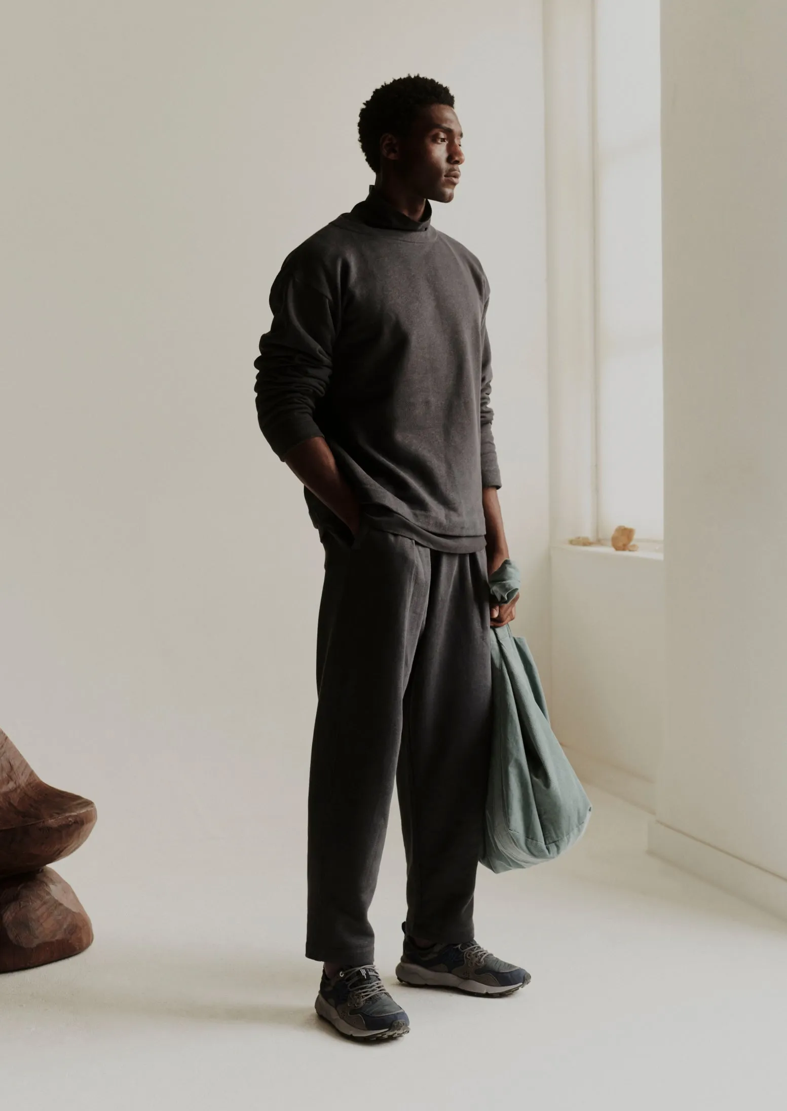 Brushed Cotton Hemp Lounge Trousers | Charcoal