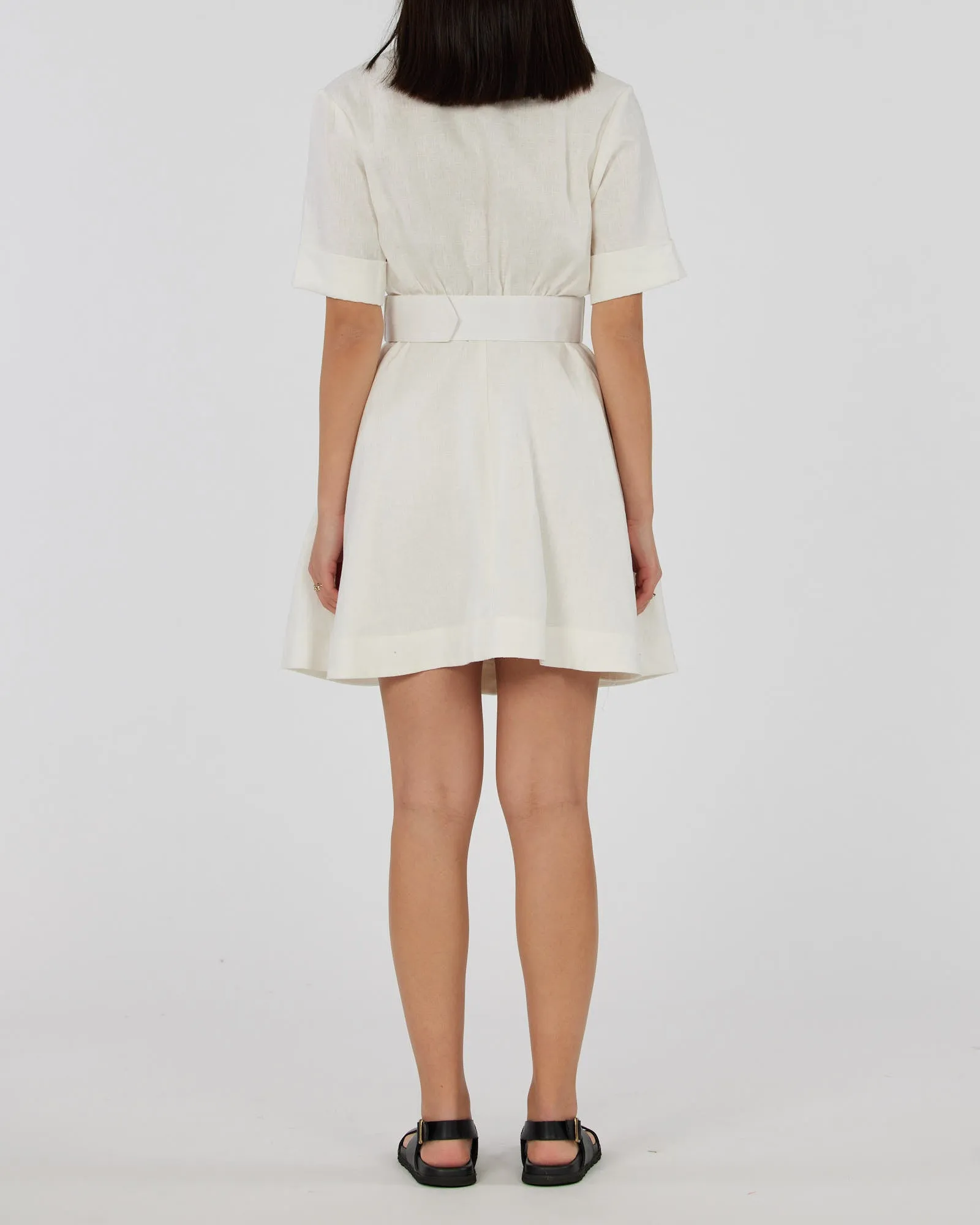 Cadence Linen Mini Dress - White