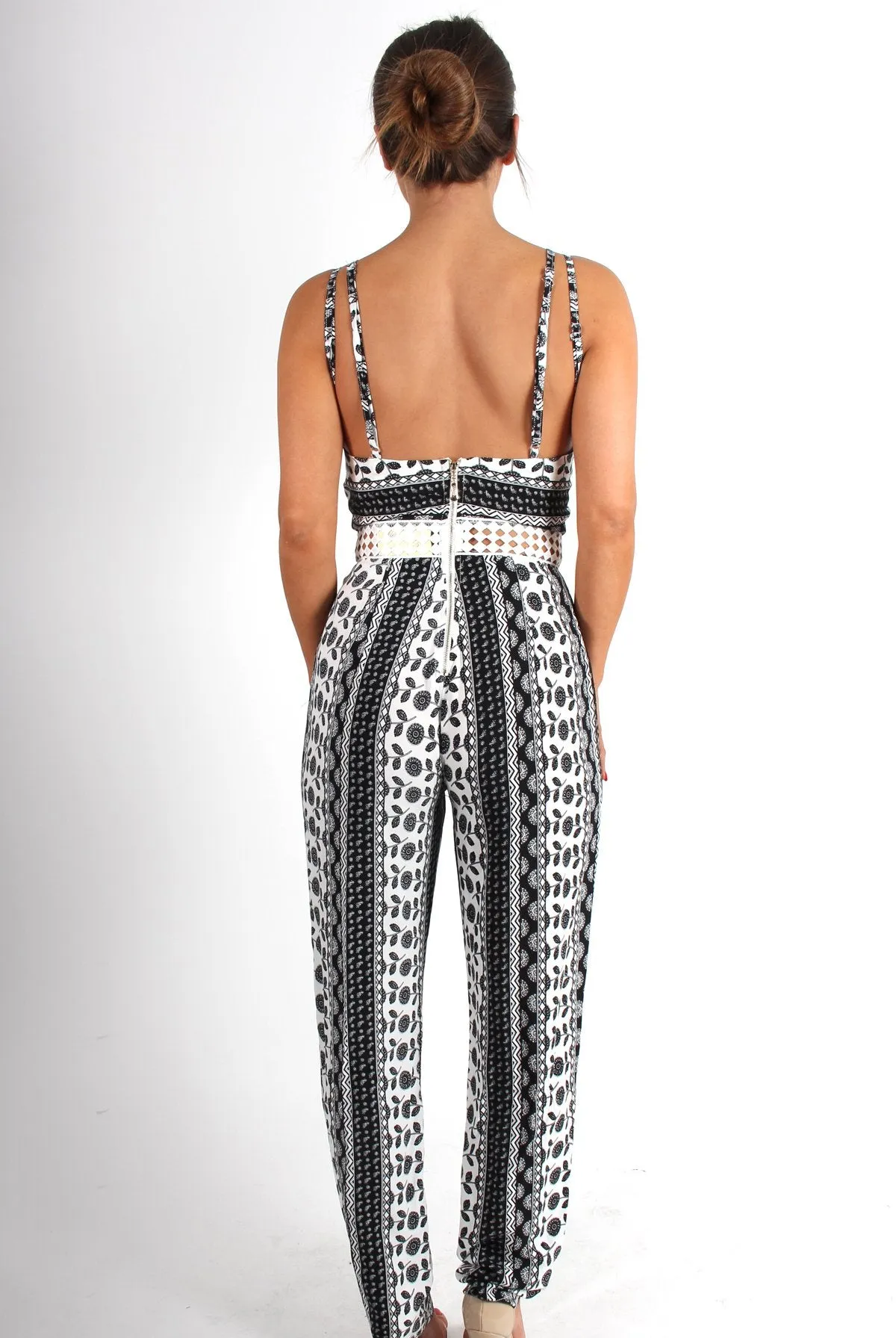 Cari White Paisley Print Jumpsuit