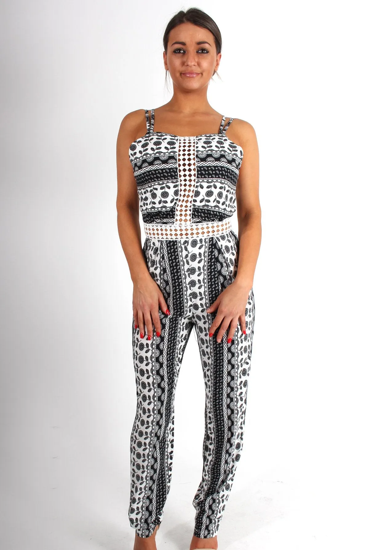 Cari White Paisley Print Jumpsuit