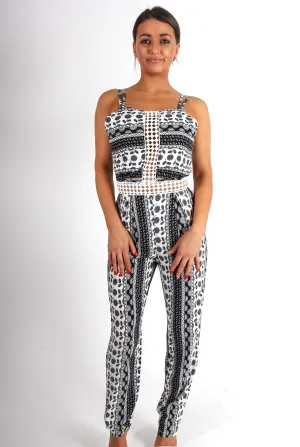 Cari White Paisley Print Jumpsuit