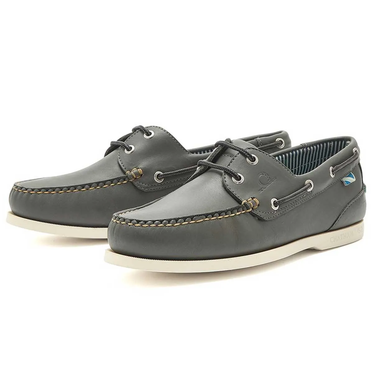 CHATHAM Crew G2 Premium Leather Boat Shoes - Men's - Dark Grey