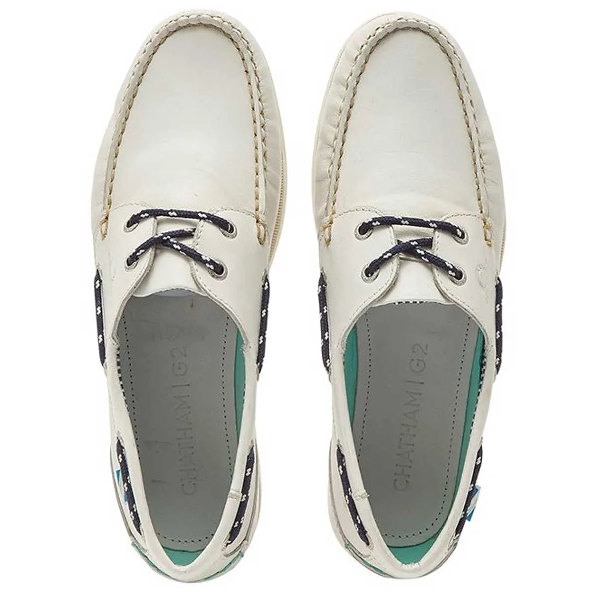 CHATHAM Crew G2 Premium Leather Boat Shoes - Men's - White