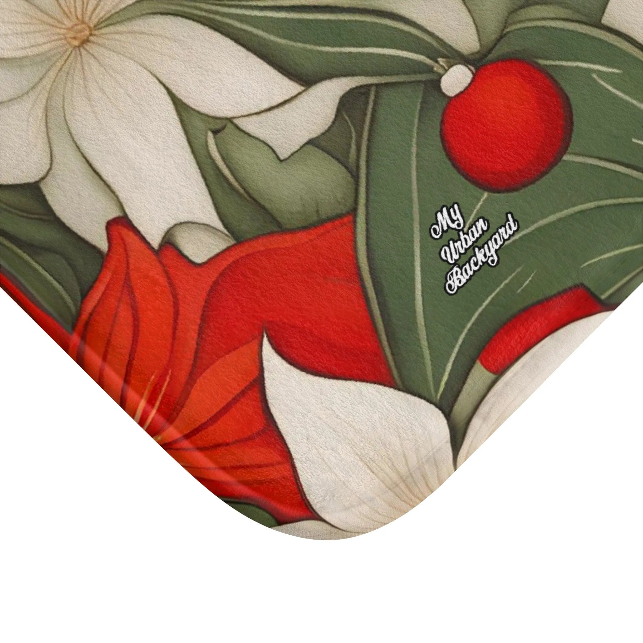 Christmas Flowers, Memory Foam Bath Mat - Cozy Bathroom Essential