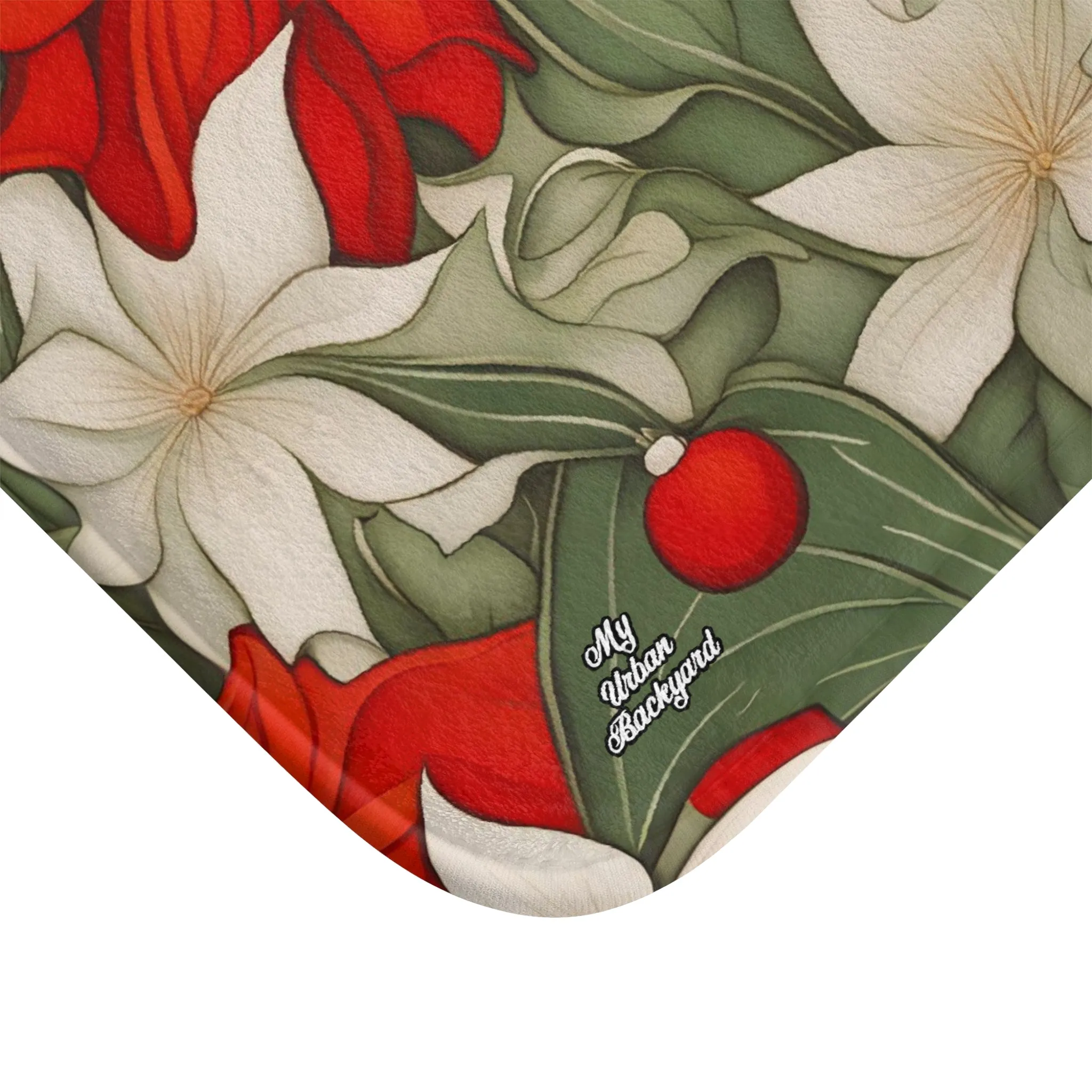 Christmas Flowers, Memory Foam Bath Mat - Cozy Bathroom Essential