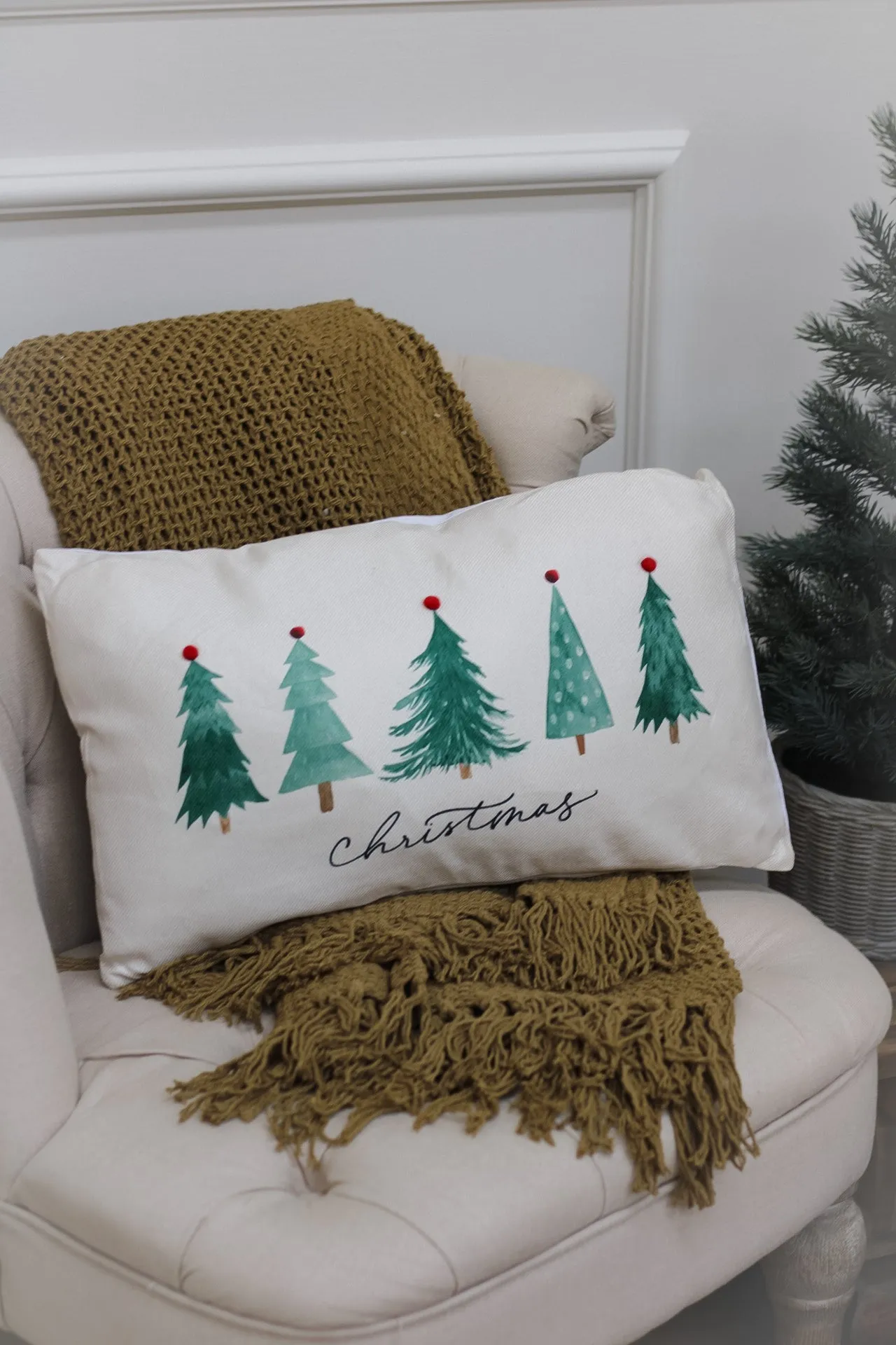 Christmas Trees Festive Cushion