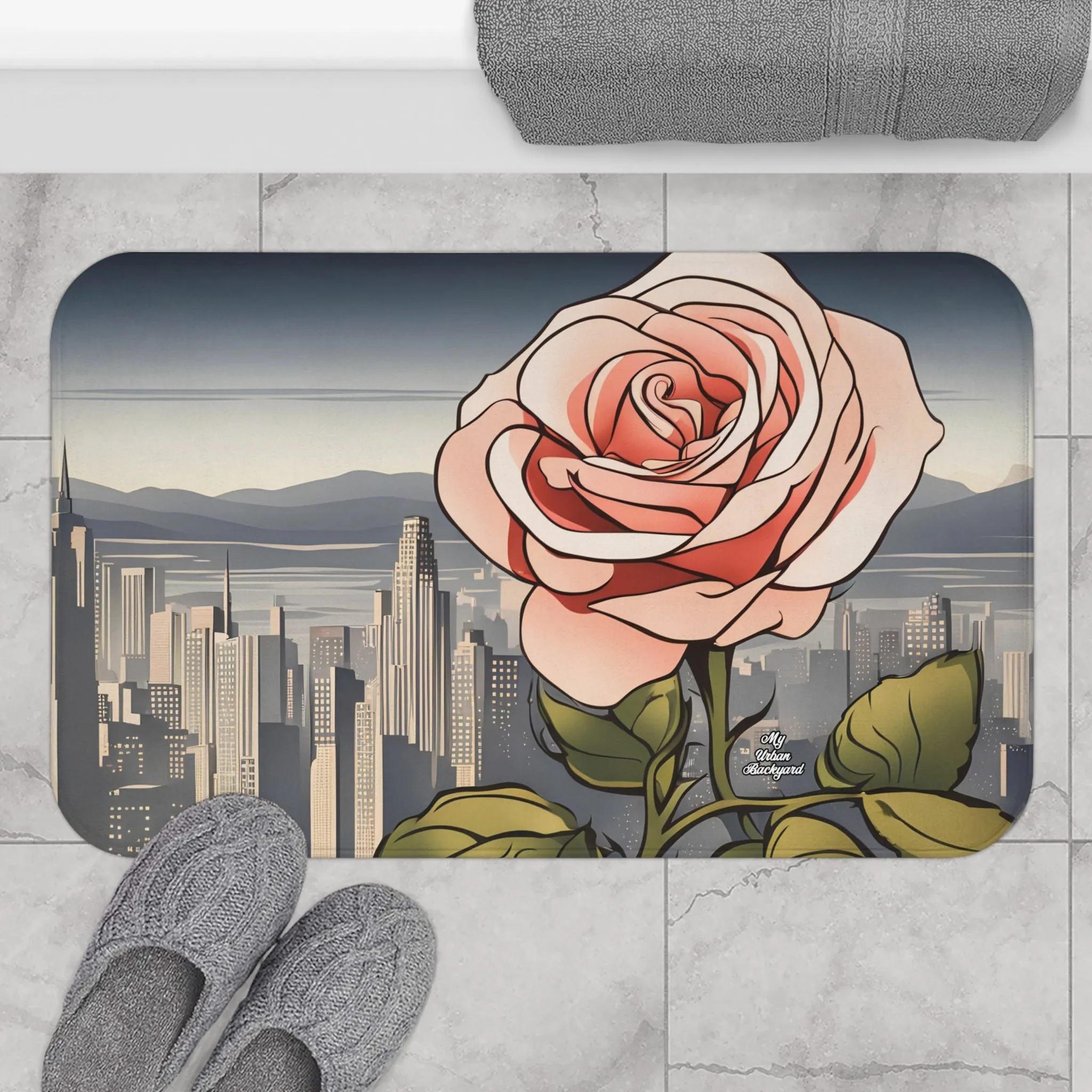 City Rose, Memory Foam Bath Mat - Cozy Bathroom Essential