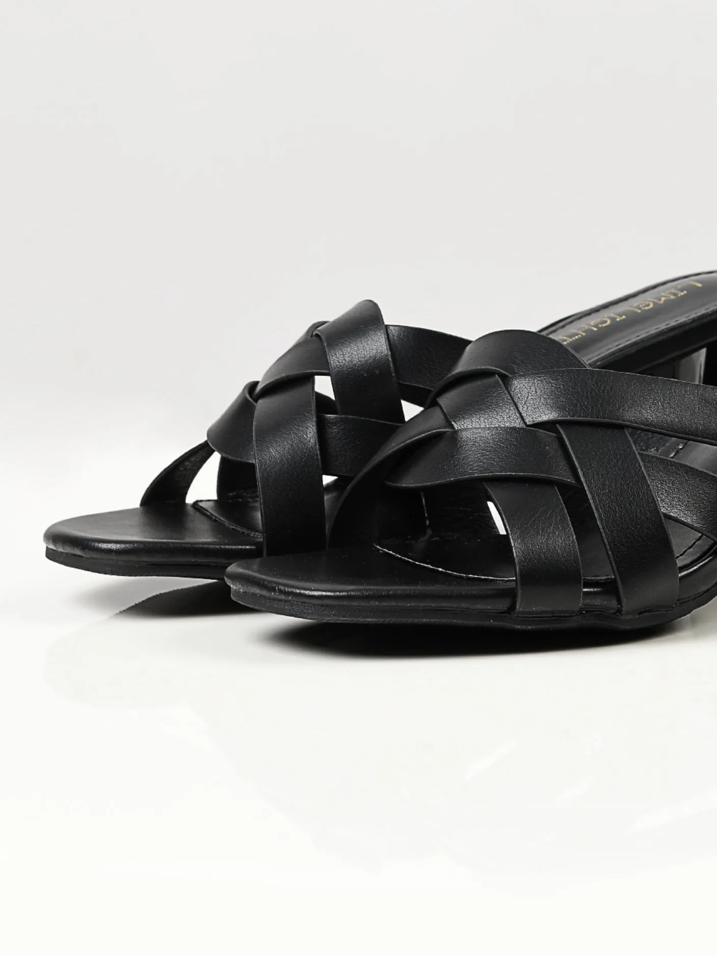 Black Crisscross Block Heel Sandals