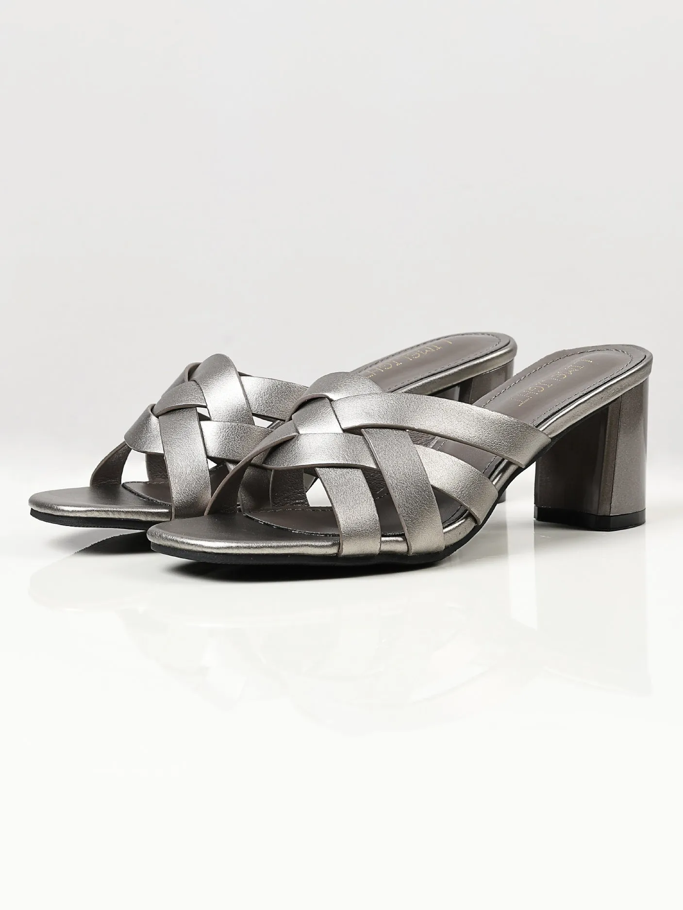 Crisscross Block Heels - Grey