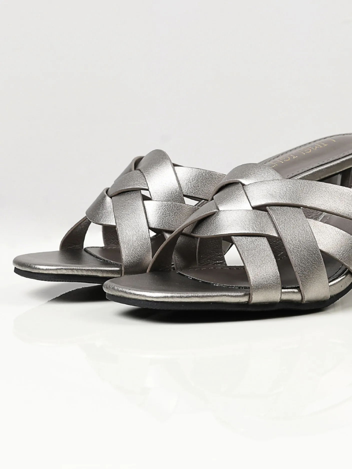 Crisscross Block Heels - Grey