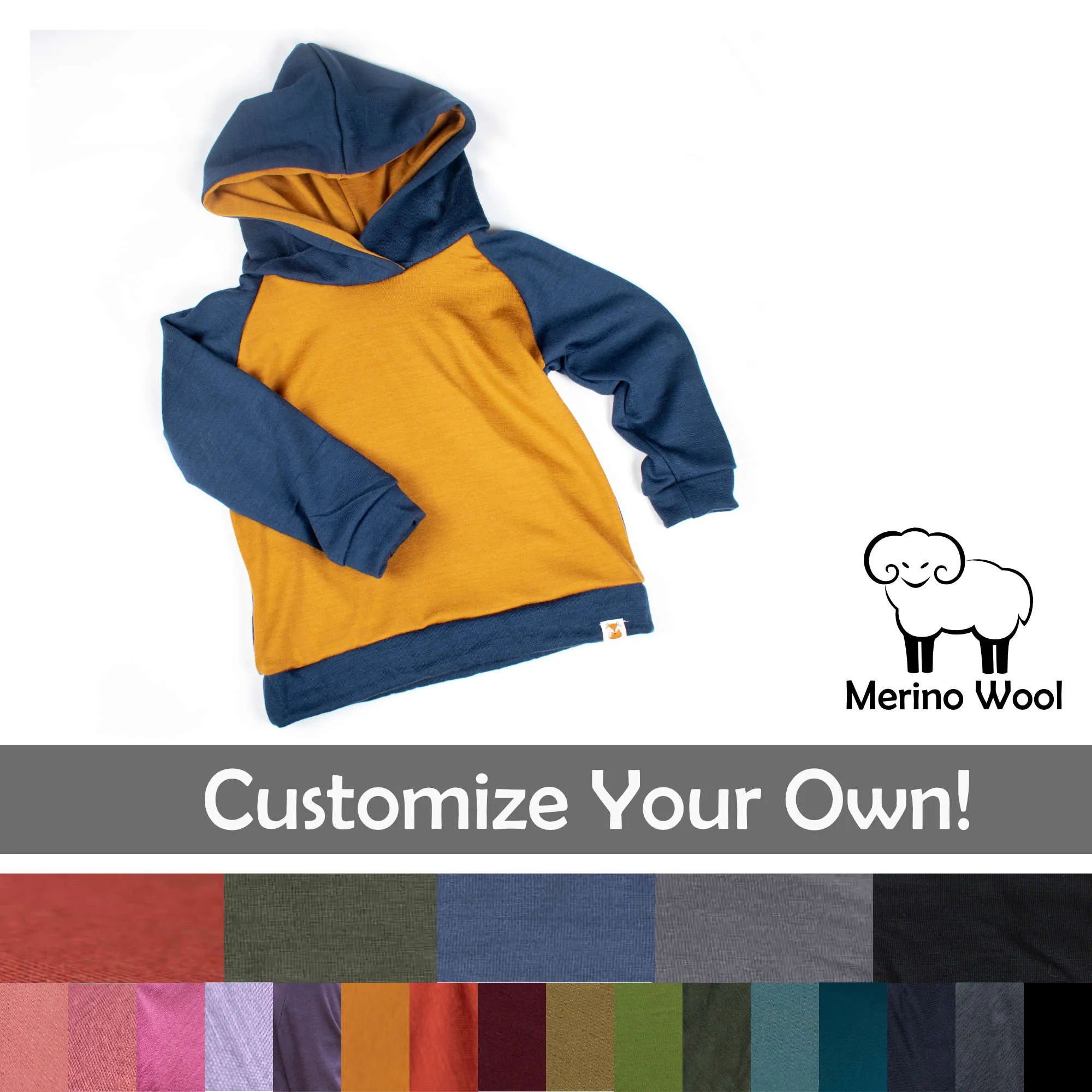 Custom Coastal Merino Wool Hoodies - Kids