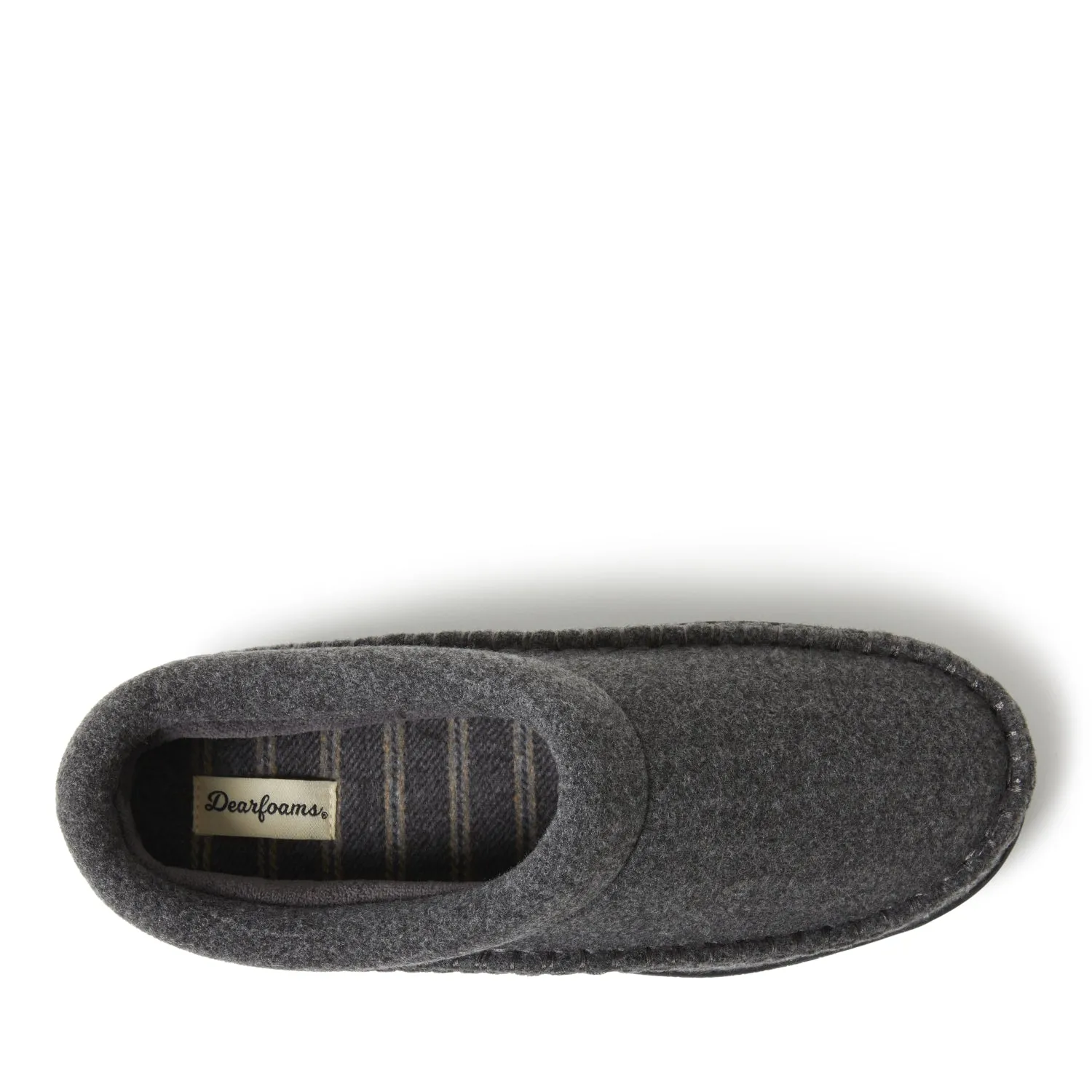 Dearfoams Mens Thompson Wool Blend Clog W/ Whipstitch