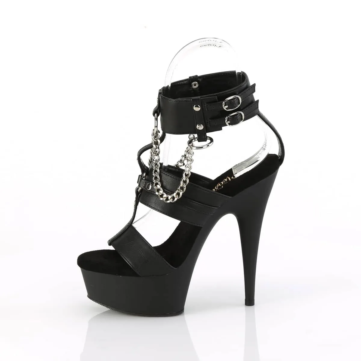 DELIGHT-661 Black Ankle Peep Toe High Heel