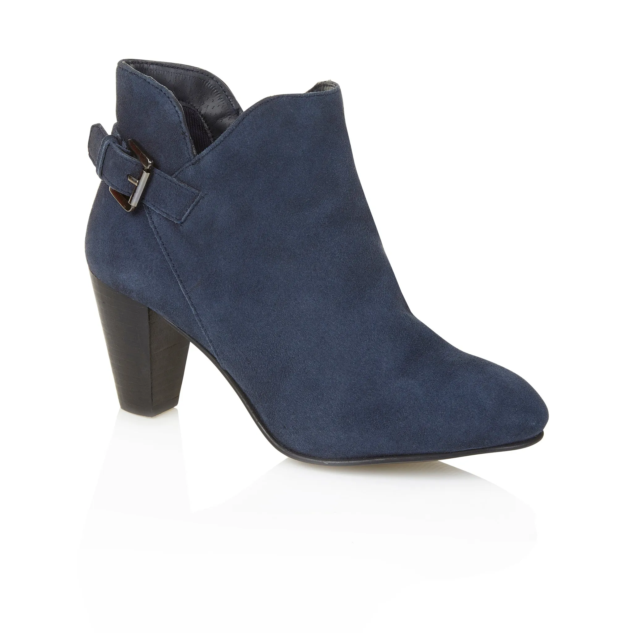 Emma Suede Leather Heels - Navy