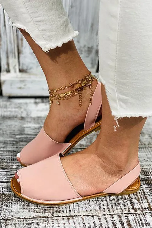 Faux Leather Peep Toe Slingback Sandals