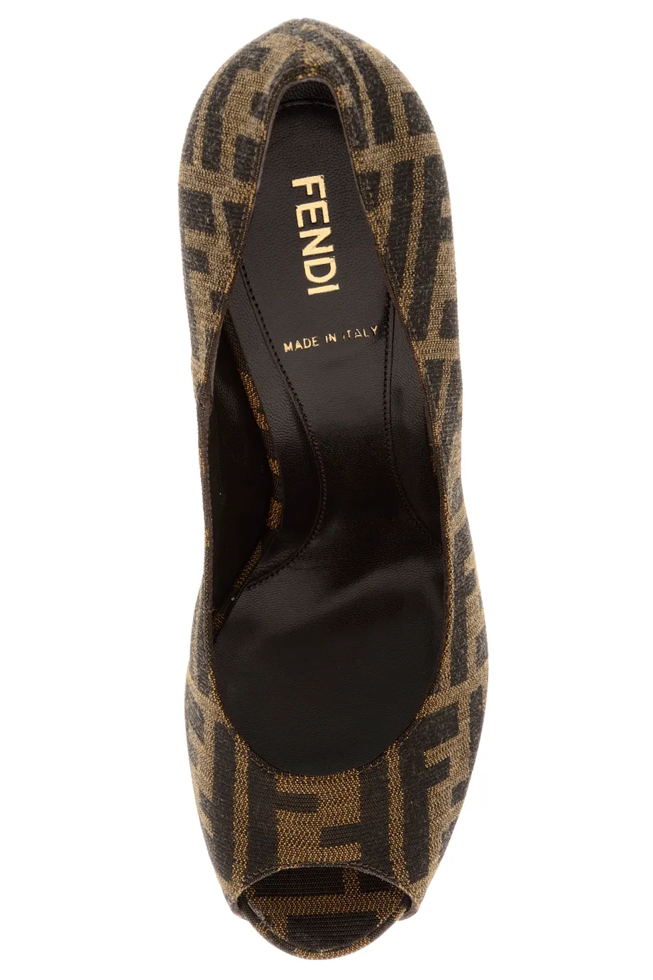 FENDI SPUNTATA Zucca Tabacco Peep Toe