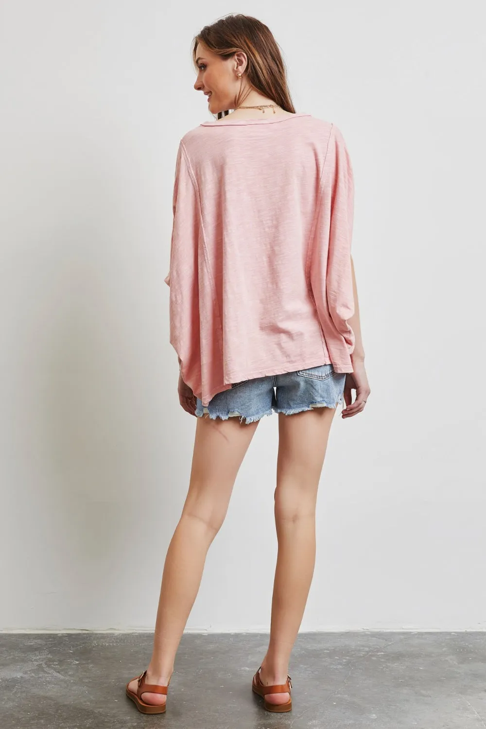 Full Size Garment-Dyed Boat Neck Oversized Top