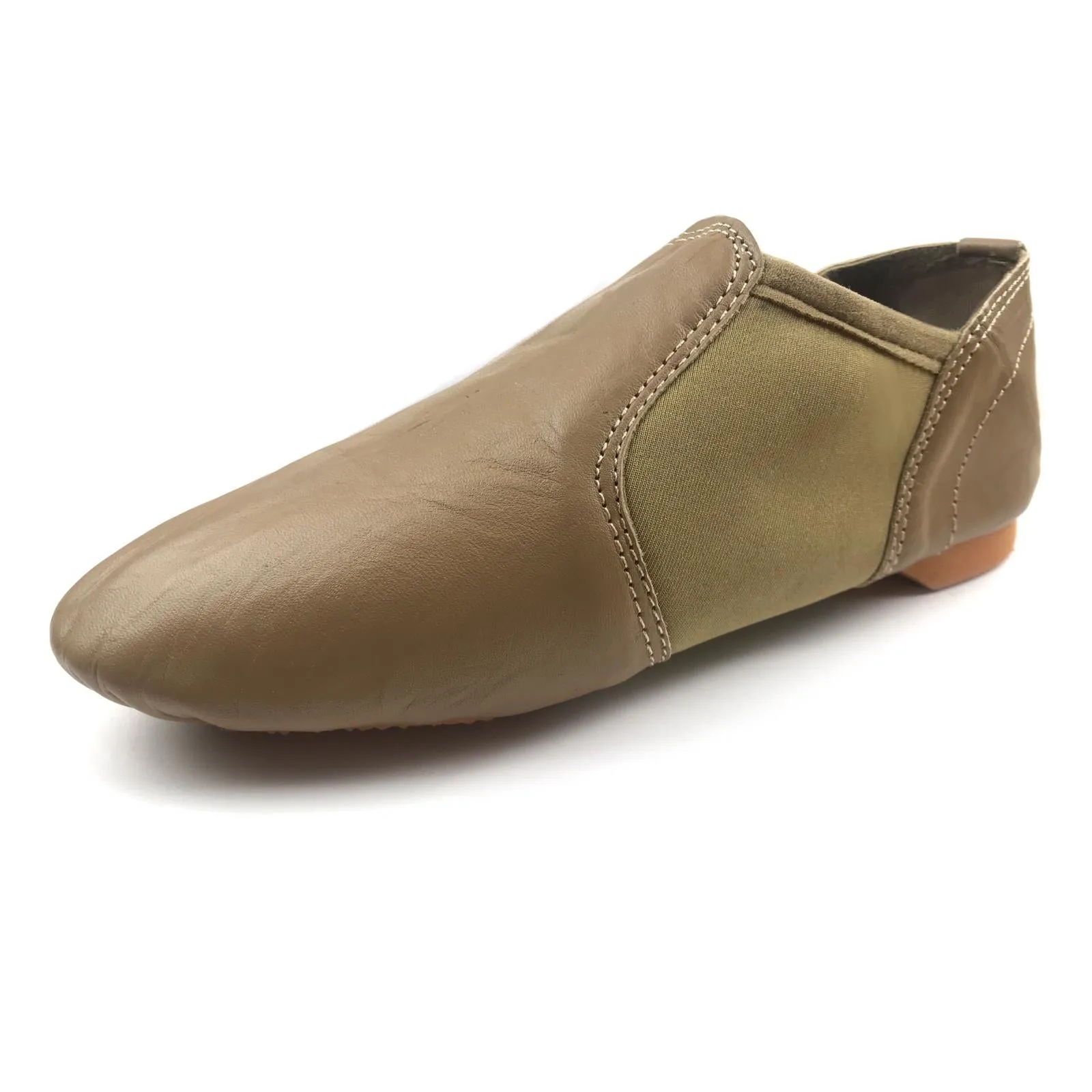 Jazz Shoes Slip On Leather and Neoprene Tan