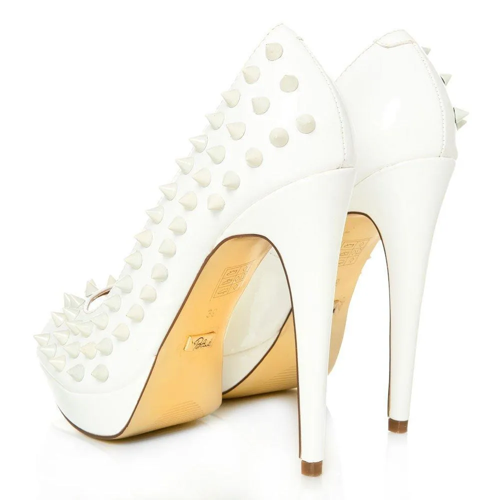 Lacey Peep Toe High Heel Court Shoe With Spikes