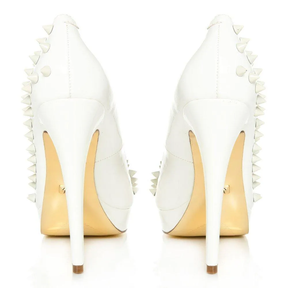 Lacey Peep Toe High Heel Court Shoe With Spikes