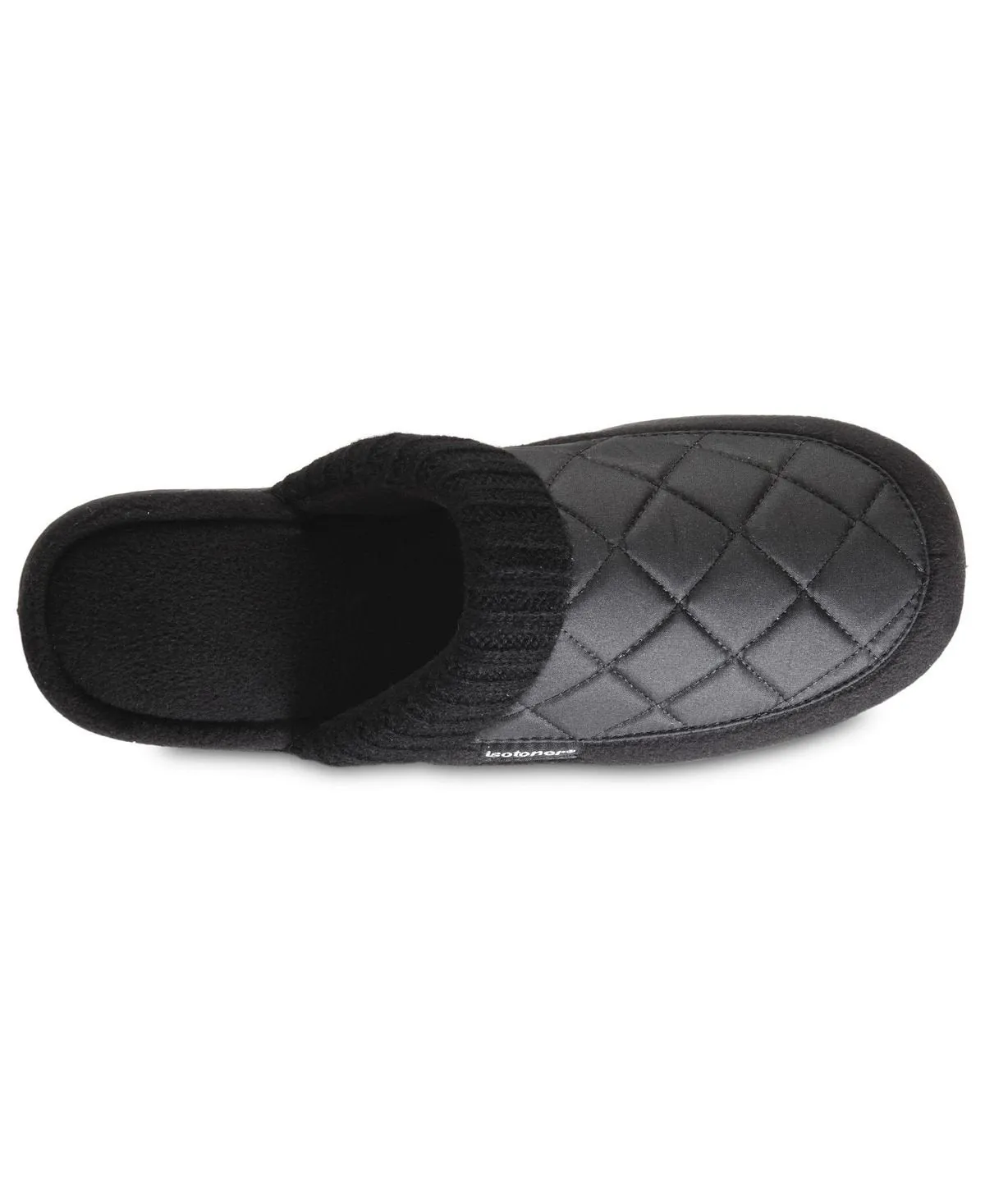 Levon Clog Men's Quilted Isotoner Memory Foam Slippers, Black