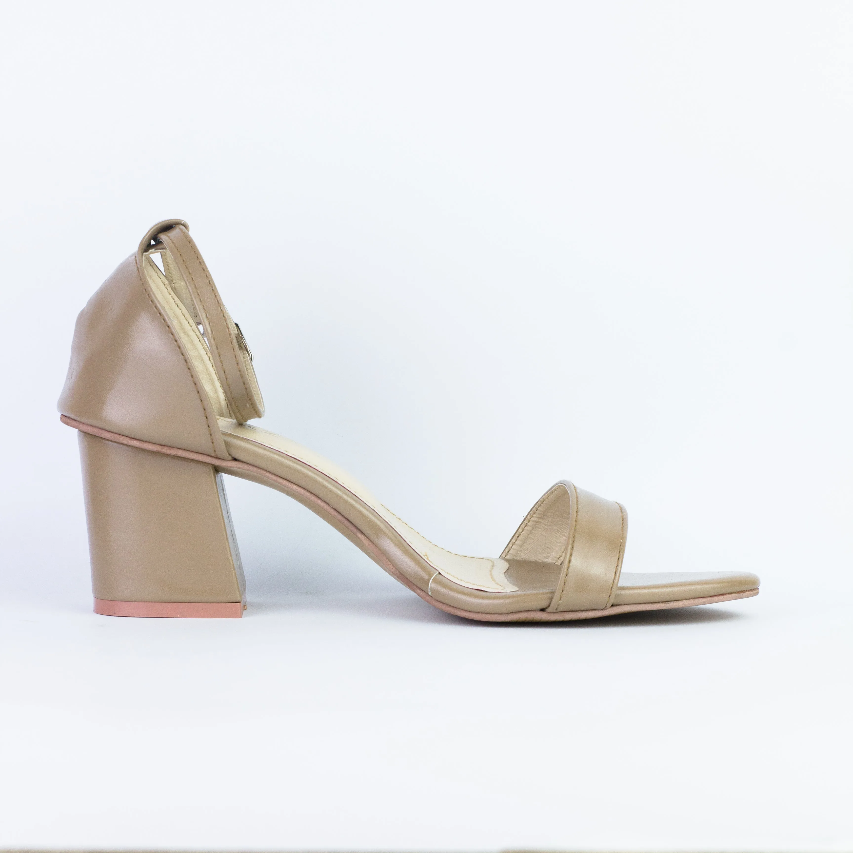 Liza Nude Chunky high Block Heel Sandal 0005-Brn